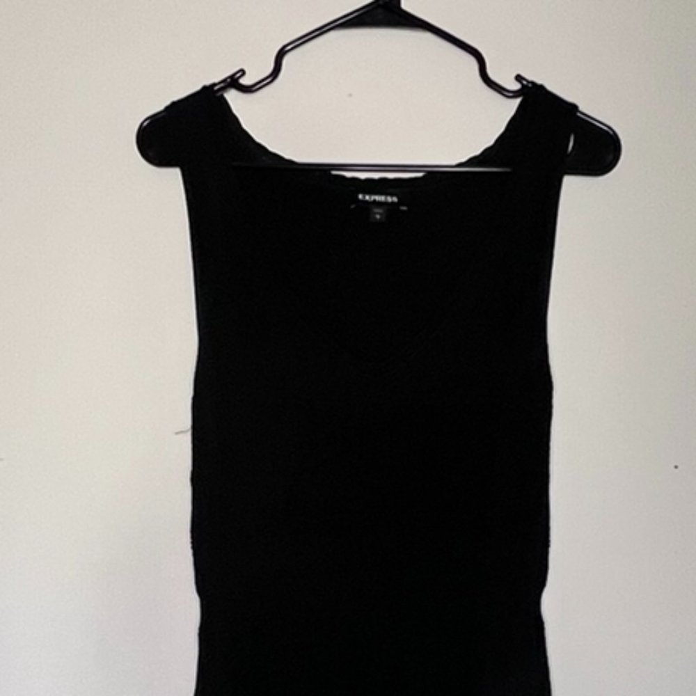 Express Black Knit Maxi Dress Fully Lined Stretchy Heavy Fabric Size L
